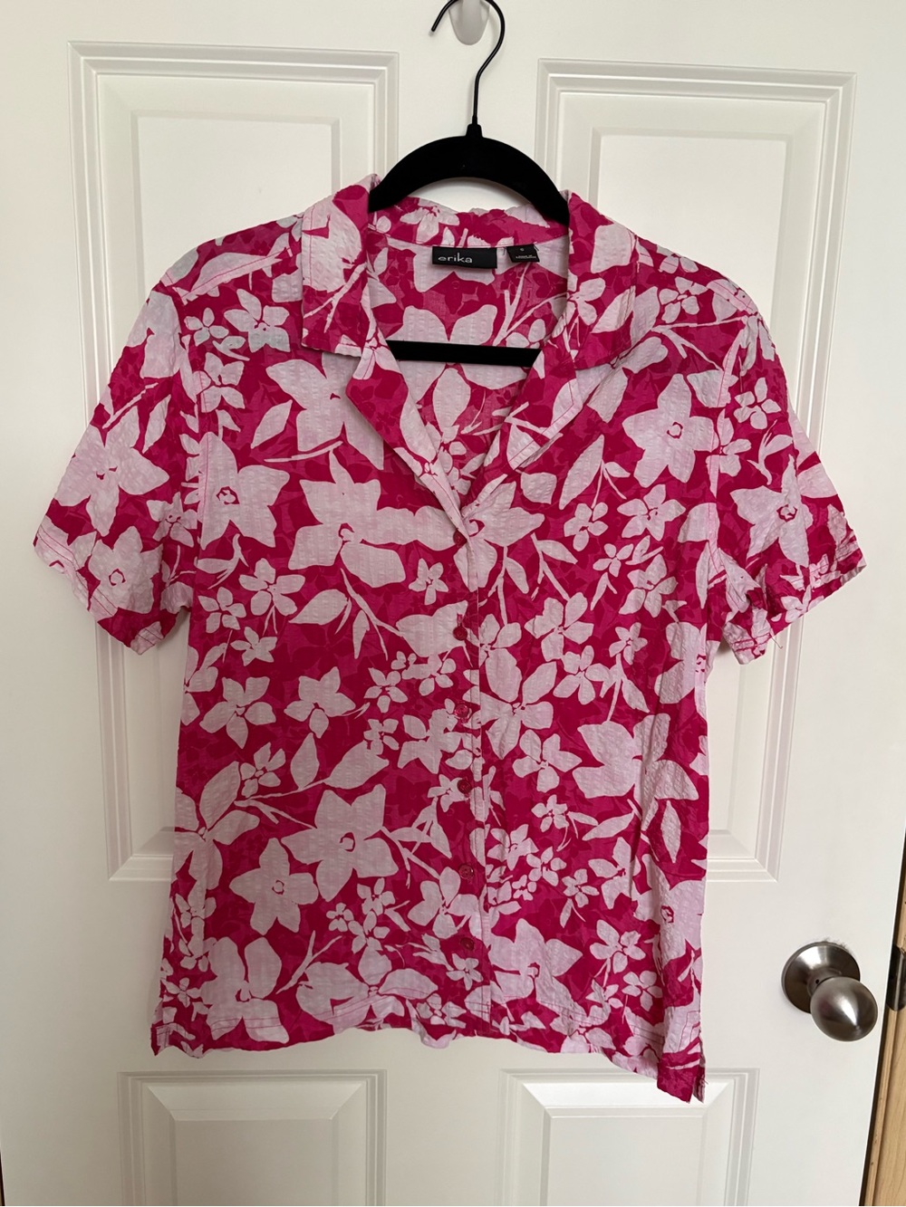Erika Hot Pink and White Floral Button-Down Shirt